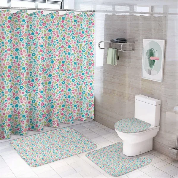 Floral Pattern Polka Dots on a shower curtain