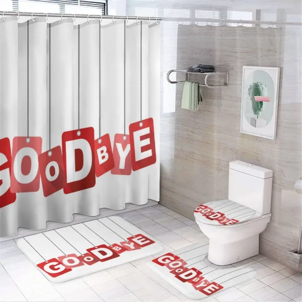 Goodbye on Blocks on a shower curtain