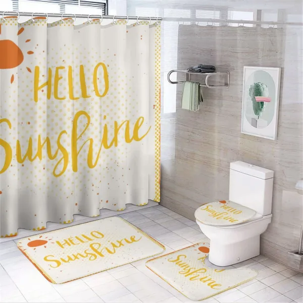 Halftone Dots Words on a shower curtain