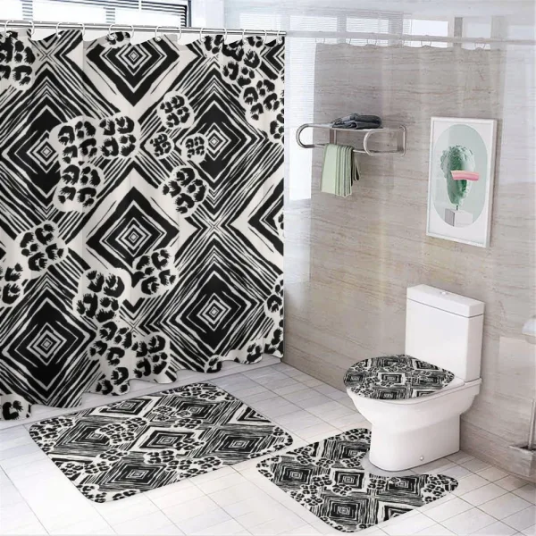 Ink Brush Style Argyle on a shower curtain