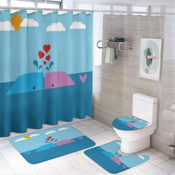 Lover Whales in Ocean on a shower curtain