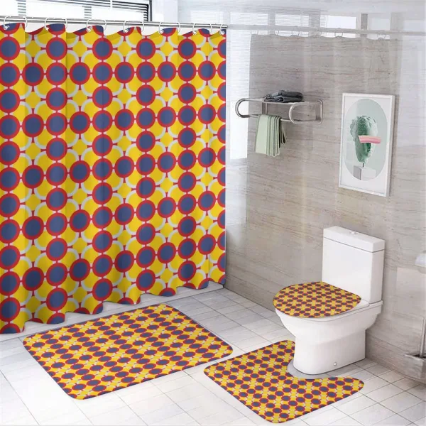 Overlapping Vivid Rounds on a shower curtain