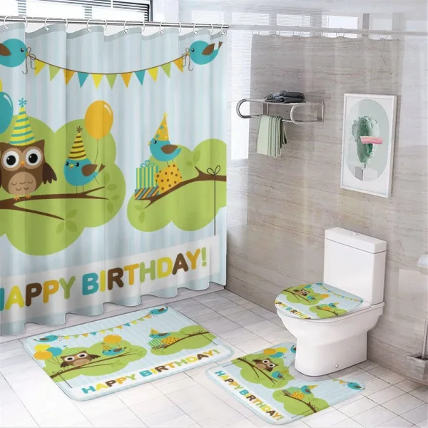 Owl Bird Tree Branch on a shower curtain