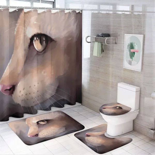 Portrait Kitty Cat Meow on a shower curtain