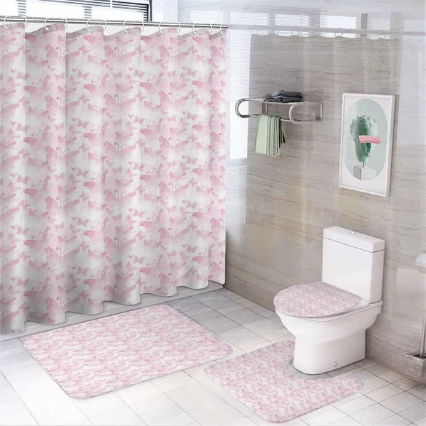 Soft Pink Butterflies on a shower curtain