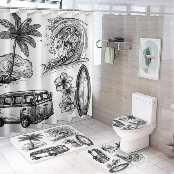 Surfboard Beach Van on a shower curtain