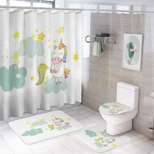 Unicorn Fairies Print on a shower curtain
