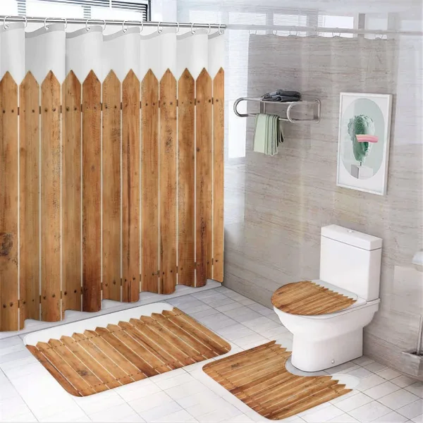 Wood Triangle Stripe on a shower curtain