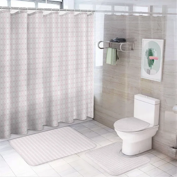 Contiguous Flowers Lines on a shower curtain