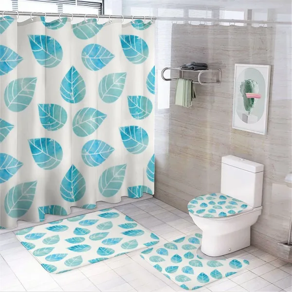 Fallen Blue Leaves on a shower curtain