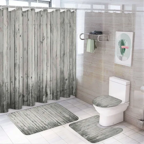 Grunge Art Vertical Planks on a shower curtain