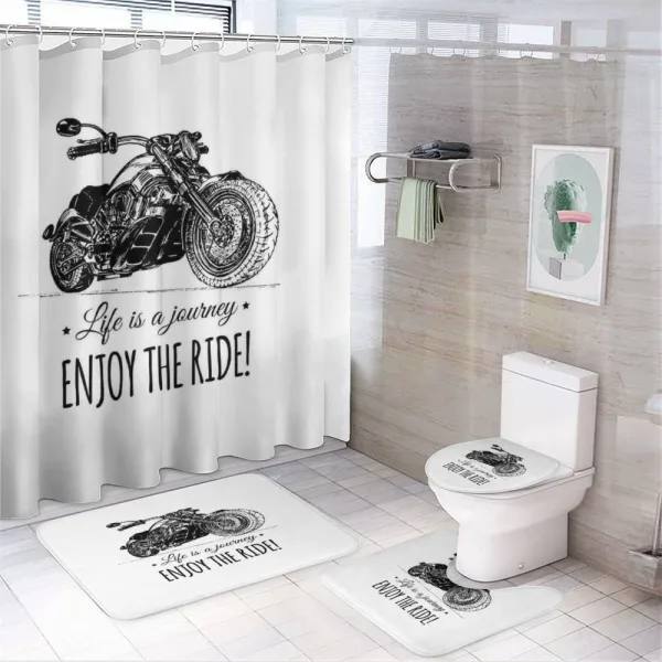 Hand-drawn Motorbike on a shower curtain