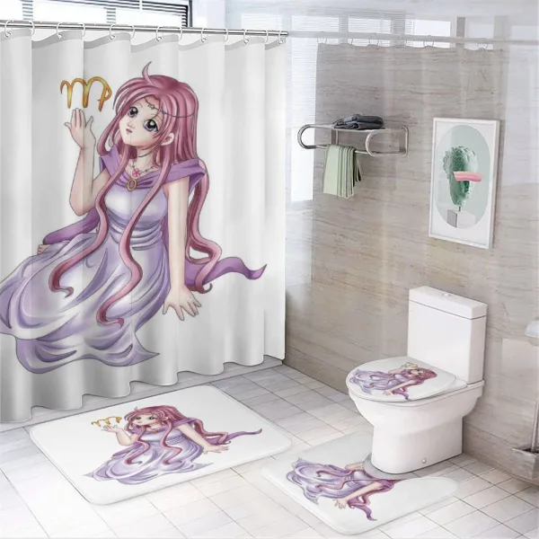 Manga Style Girl on a shower curtain
