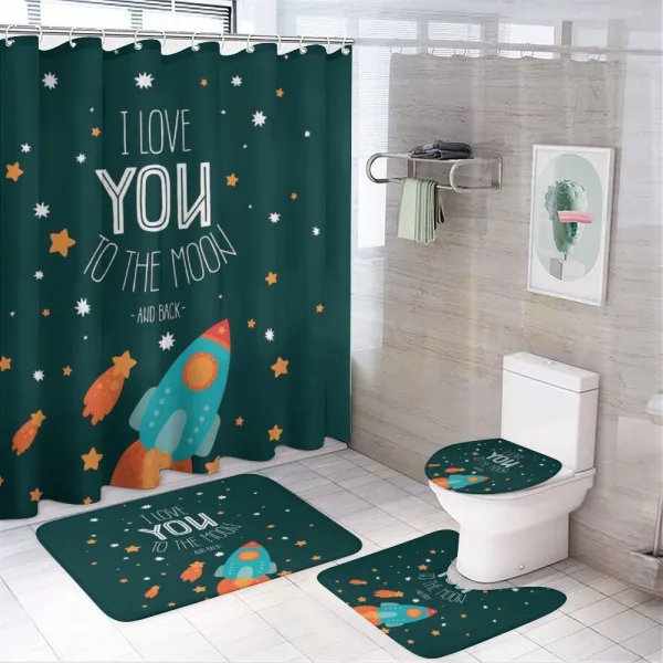 Rocket Cosmic Love on a shower curtain