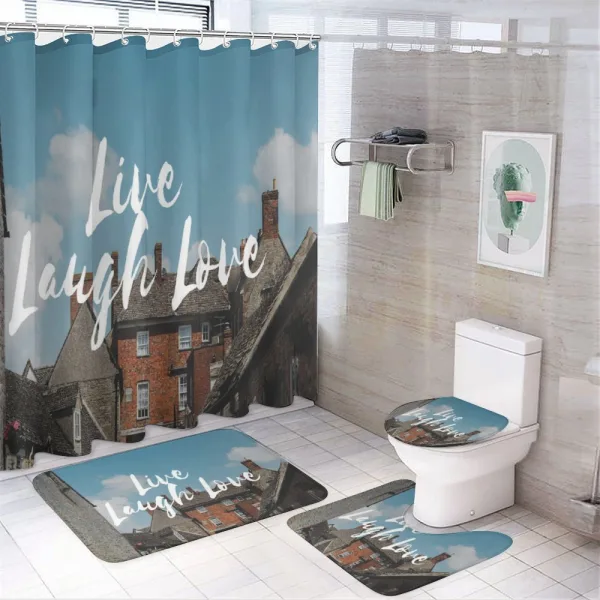 Rustic Houses on a shower curtain