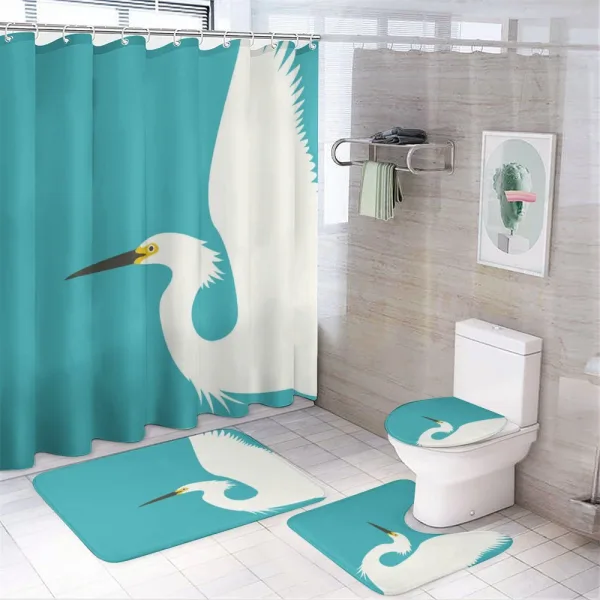 Side Drawn Heron Bird on a shower curtain