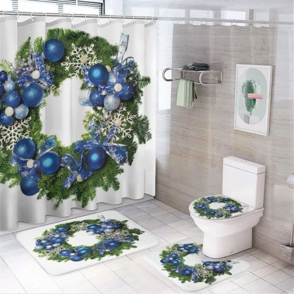 Snowflakes Wreath Ornate on a shower curtain