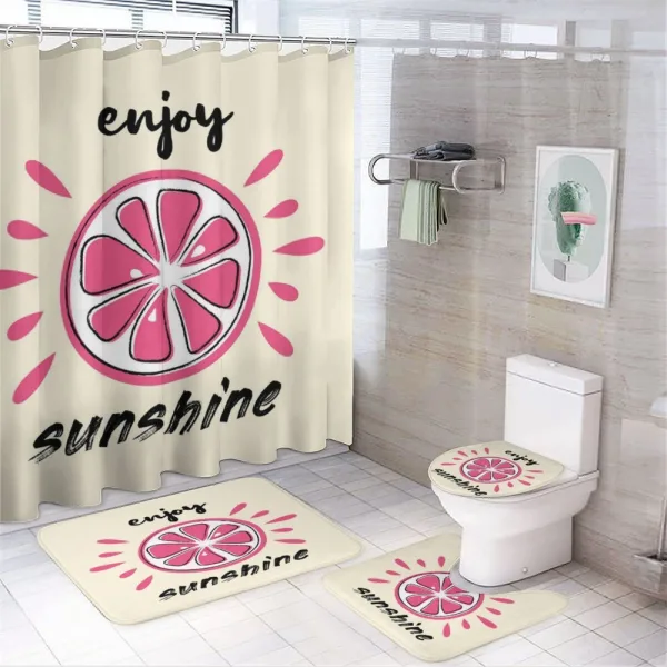 Vacation Retro Words on a shower curtain