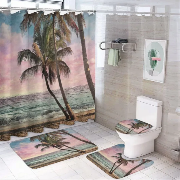Vivid Sky Sea and Palms on a shower curtain