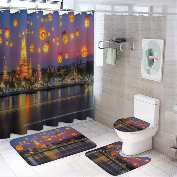 Wet Arun Building Asian on a shower curtain