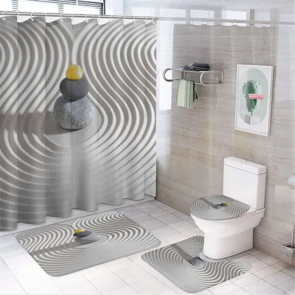 White Sand Hot Stone Waves on a shower curtain