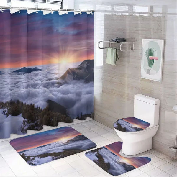Winter Landscape Sunset on a shower curtain