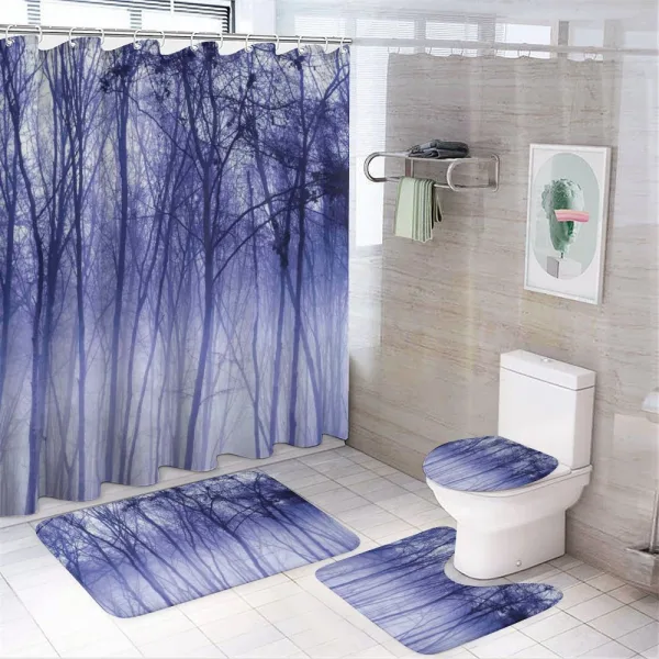 Winter Woodland Foggy on a shower curtain