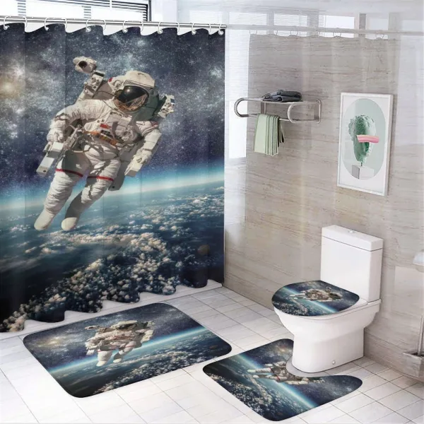 Astronaut Floats Outer Space on a shower curtain