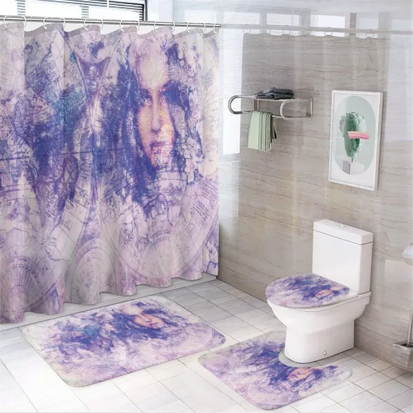 Atlas with a Face of a Woman on a shower curtain