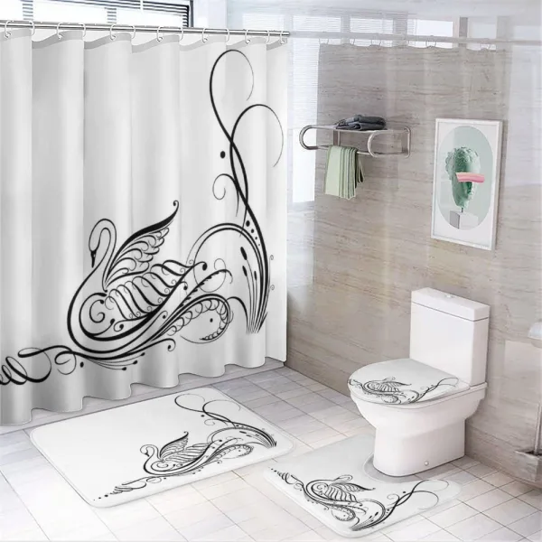 Black Swan in River on a shower curtain
