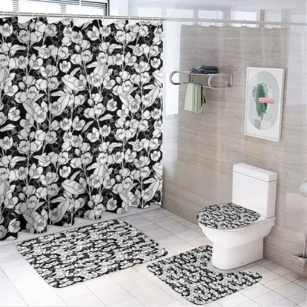 Blossoming Jasmine Pattern on a shower curtain