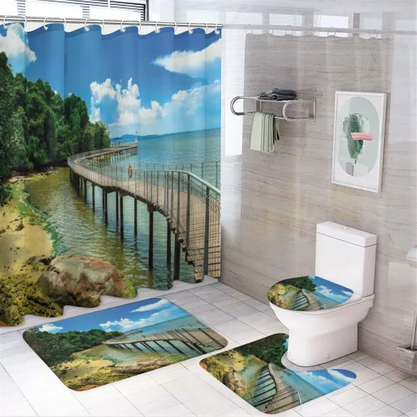Boardwalk Sandy Shore on a shower curtain