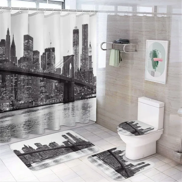 Brooklyn Bridge Sunset on a shower curtain
