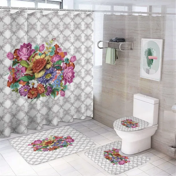 Damask Pattern Bouquet on a shower curtain