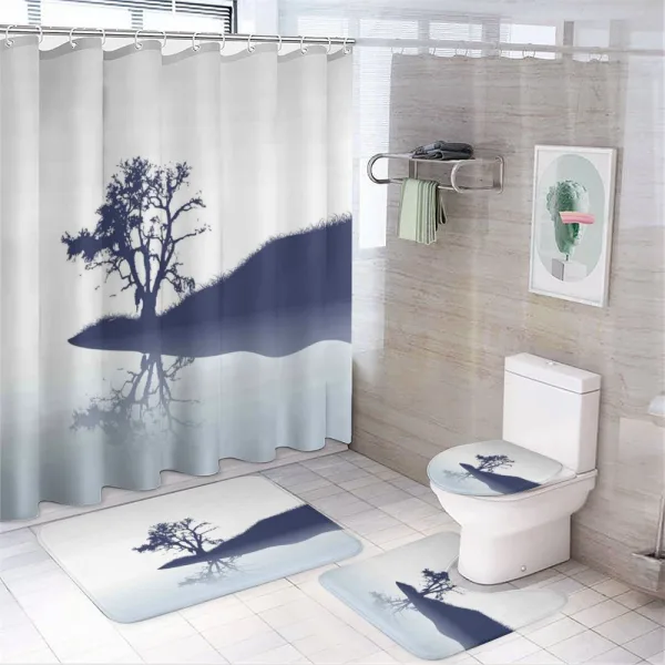 Lonely Tree by Lake on a shower curtain