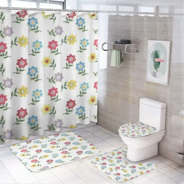 Pointy Petals Leaves Art on a shower curtain