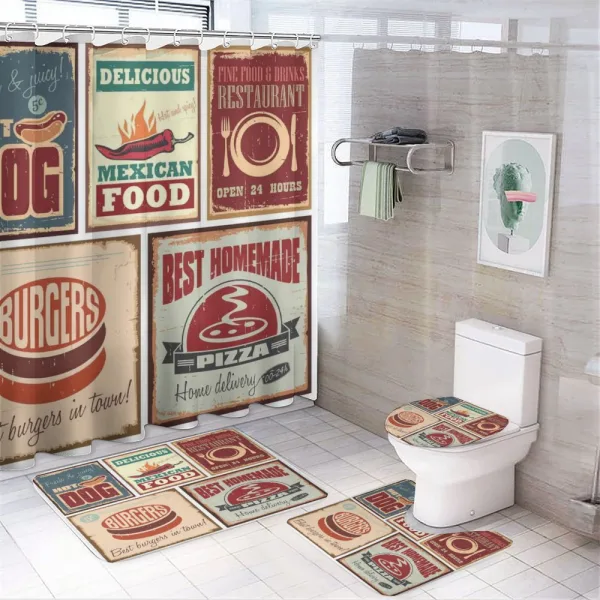 Retro Mexican Tin Sign on a shower curtain