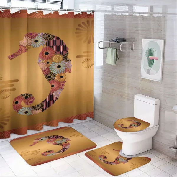 Seahorse Ornate Floral on a shower curtain