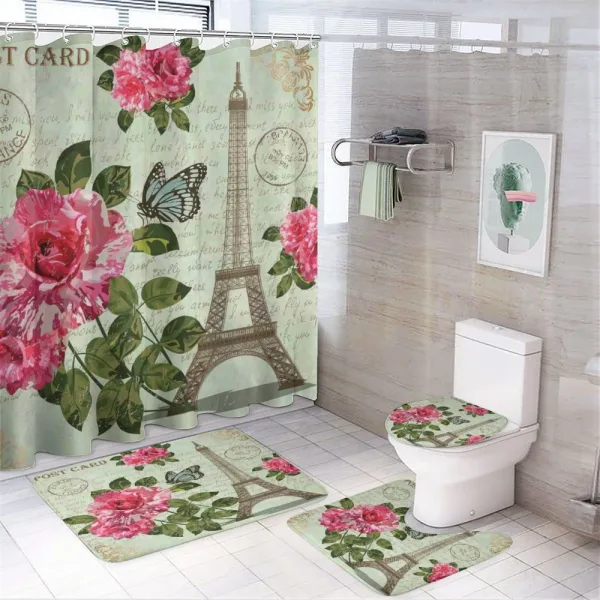 Shabby Plant Roses Leaf on a shower curtain