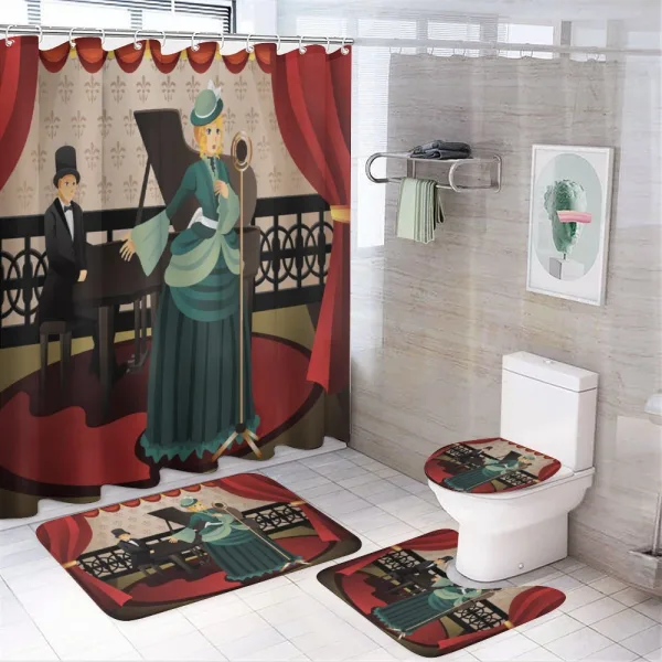 Singer and Pianist Performing on a shower curtain