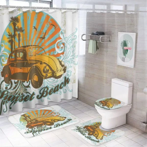 Summer Season Design Car on a shower curtain