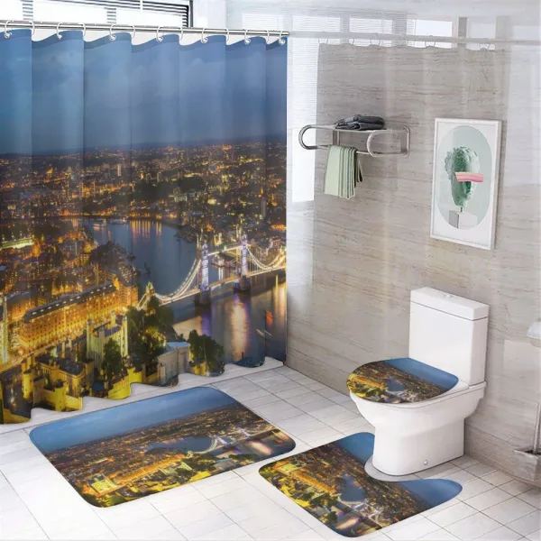Sunset at London City on a shower curtain