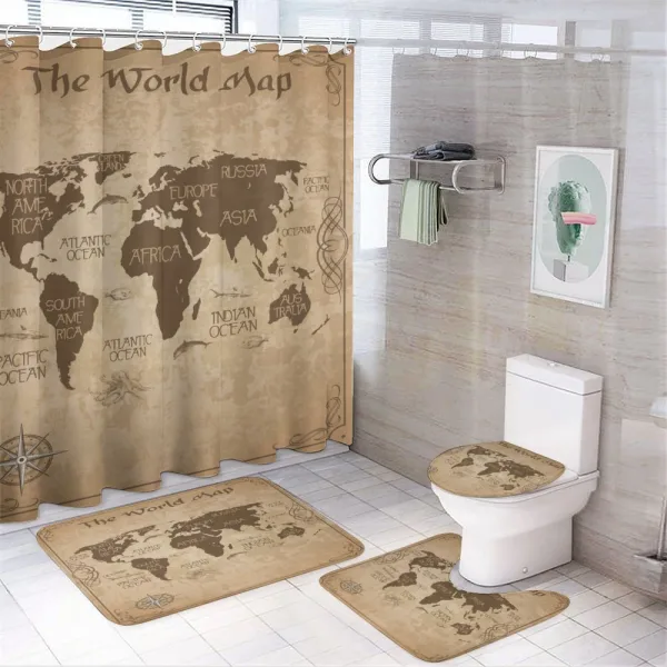 Vintage Topographic Image on a shower curtain
