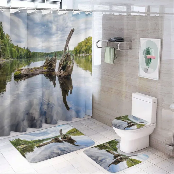 White Cedar Tree Trunk on a shower curtain