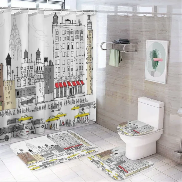 Busy City Traffic Jam on a shower curtain