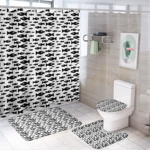 Cartoon Doodle Creatures on a shower curtain