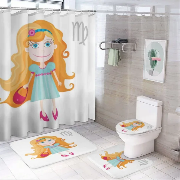 Cartoon Girl on a shower curtain
