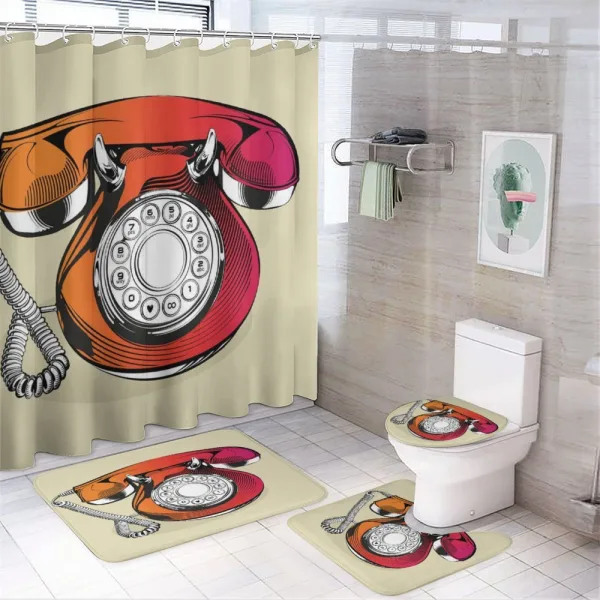 Classic Retro Telephone on a shower curtain