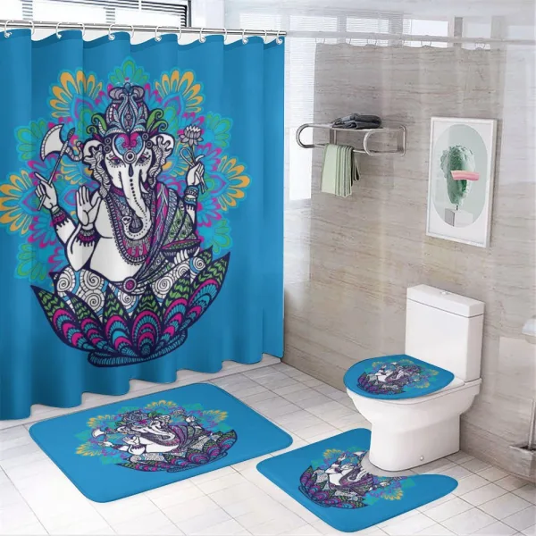 Elephant Mandala Pattern on a shower curtain