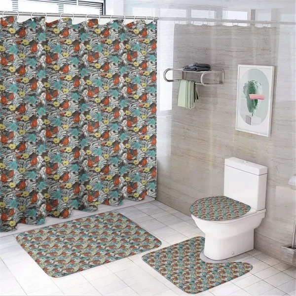 Flourishing Garden Motif on a shower curtain